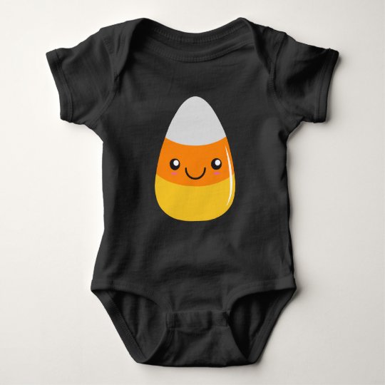 Happy Halloween Candy Corn Emoji Baby Bodysuit