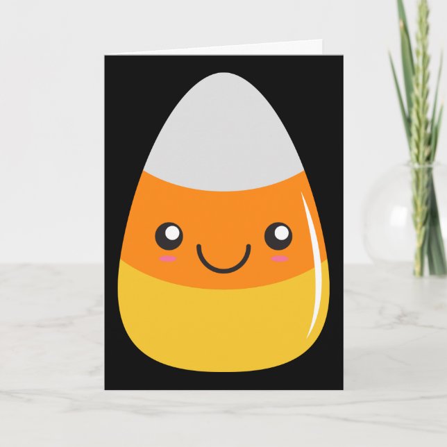 Happy Halloween Candy Corn Emoji Card (Front)