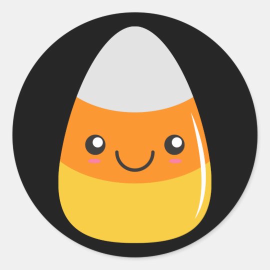 Happy Halloween Candy Corn Emoji Classic Round Sticker
