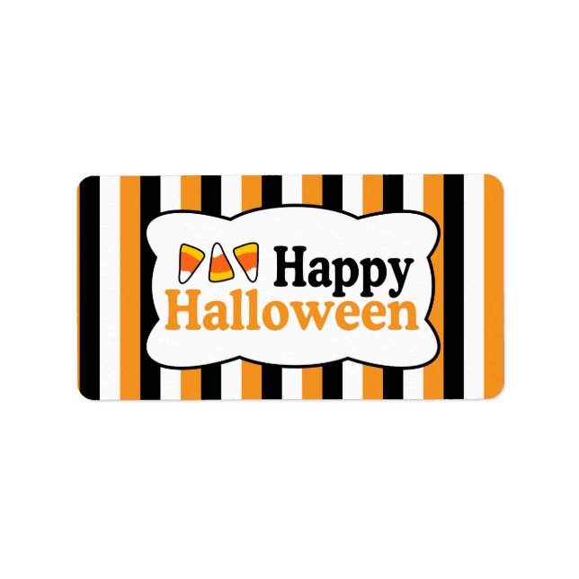 Happy Halloween Candy Corn Stripes Labels (Front)