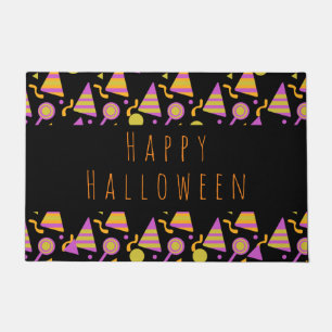 Happy Halloween Candy Neon Pattern Doormat