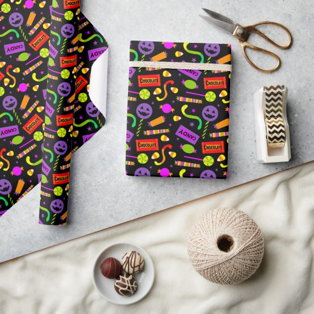 Happy Halloween Candy Pattern Wrapping Paper (Crafts)