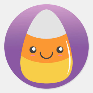Happy Halloween CandyCorn Emoji Purple Stickers