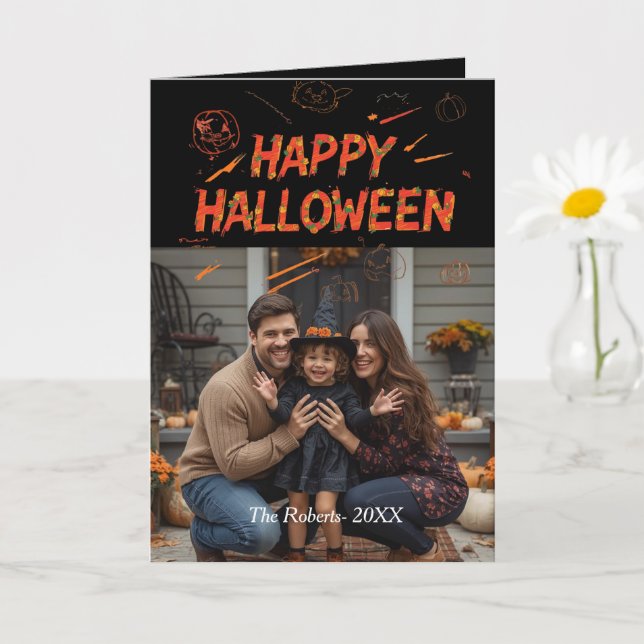 Happy Halloween card ,Halloween Family Photo (Small Plant)