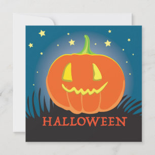 Happy Halloween cart with pumpkin Holiday Card