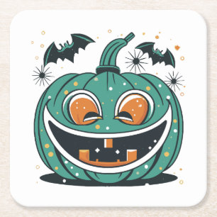 Happy Halloween! Carve a Pumpkin! Square Paper Coaster