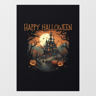 HAPPY HALLOWEEN, castel, pumpkin Window Cling