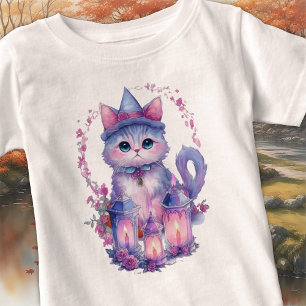 Happy Halloween Cat and Candles Baby T-Shirt