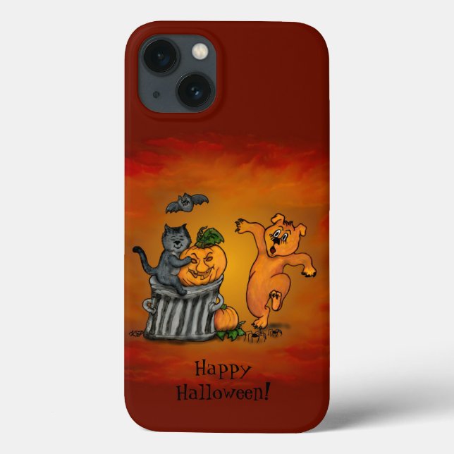 Happy Halloween! Cat Bat Dog and Spider Case-Mate iPhone Case (Back)