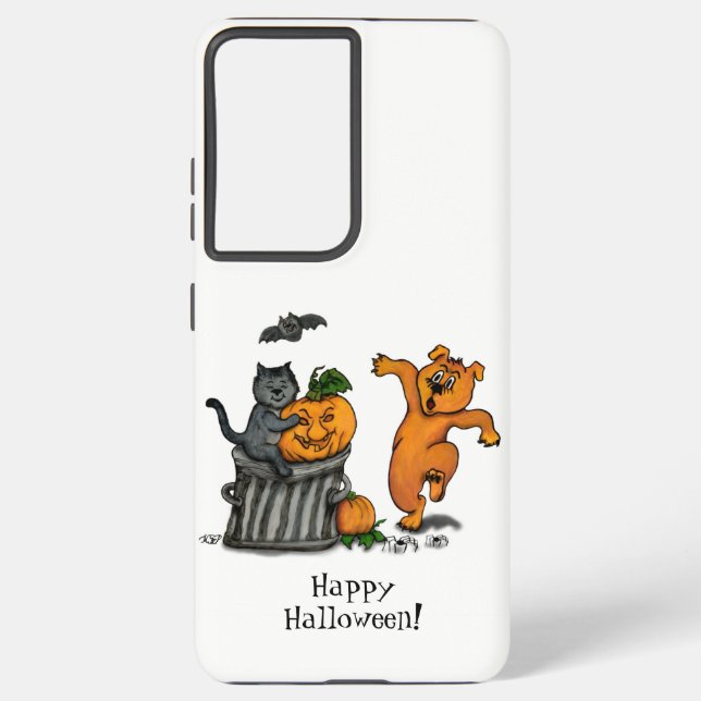 Happy Halloween! Cat Bat Dog and Spider Samsung Galaxy S21 Ultra Case (Back)