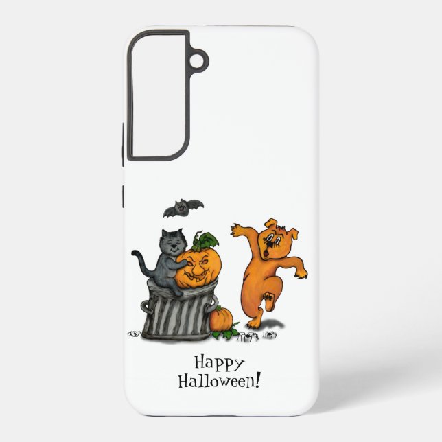 Happy Halloween! Cat Bat Dog and Spider Samsung Galaxy S22+ Case (Back)