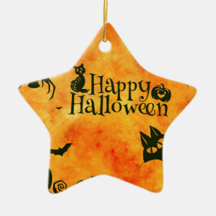 happy halloween cat ceramic ornament