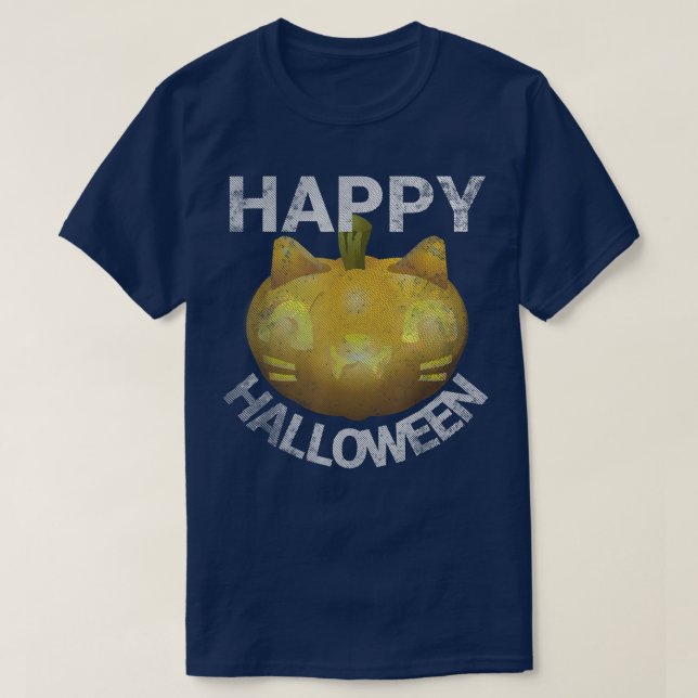 Happy Halloween Cat Jack O Lantern Pumpkin  T-Shirt (Design Front)