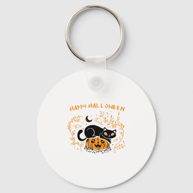 happy halloween cat love keychain (Front)