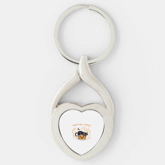 happy halloween cat love keychain (Front)