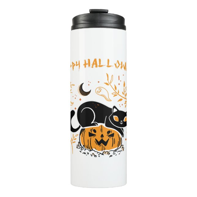 happy halloween cat love thermal tumbler (Front)