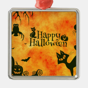 happy halloween cat metal ornament