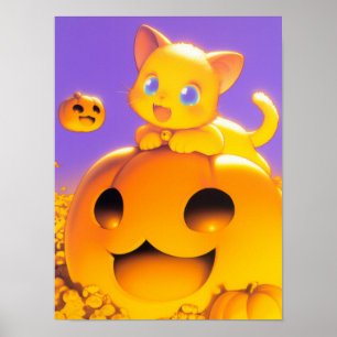 Happy Halloween Cat Poster