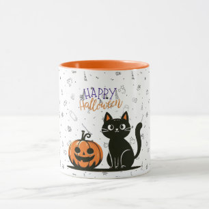 Happy Halloween cat & pumpkin Mug
