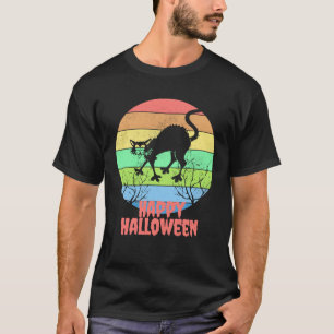 Happy Halloween Cat Vintage Women Men Kids Scary T-Shirt
