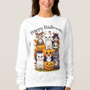 Happy Halloween Cats Fox Pumpkin Sweatshirt