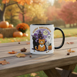 Happy Halloween Cats-Spooky Cute Feline Party Tee Coffee Mug