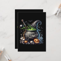 Happy Halloween Cauldron Greetings Invitation Card