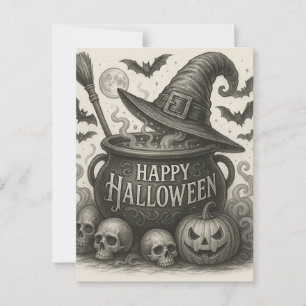 Happy Halloween Cauldron Invitation Postcard
