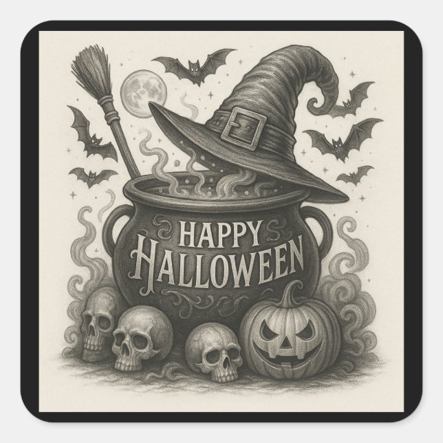 Happy Halloween Cauldron Stickers (Front)
