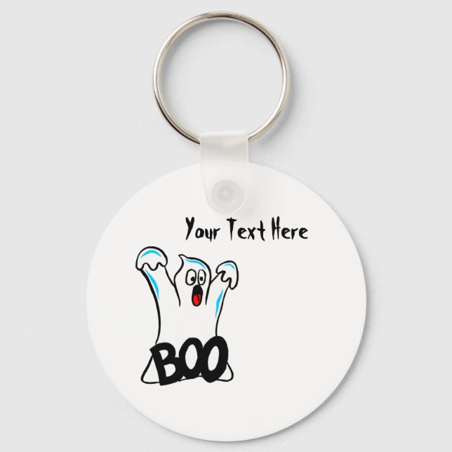 Happy Halloween – Caution, Beware of Ghost! Keychain (Front)