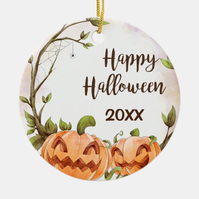 Happy Halloween Ceramic Ornament (Front)