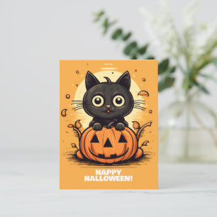 Happy Halloween Chat - Carte postale Amoureux des 