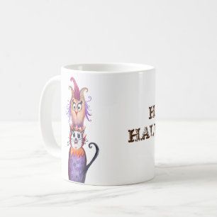 Happy Halloween Chat & Chouette Art Custom Mug