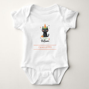 Happy Halloween Chat Noir Body Manches Courtes Béb