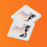 Happy Halloween Cheers Witches Party Square Paper Coaster<br><div class="desc">This design was created through digital art. It may be personalized by clicking the customize button and changing the colour, adding a name, initials or your favourite words. Contact me at colorflowcreations@gmail.com if you with to have this design on another product. Purchase my original abstract acrylic painting for sale at...</div>