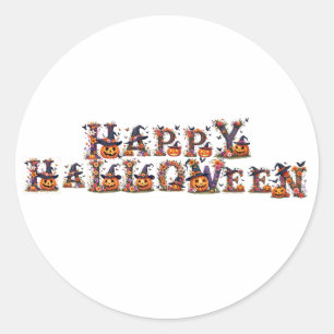 happy halloween classic round sticker