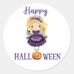 Happy Halloween classic round sticker Princess