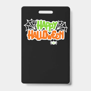 Happy Halloween Colourful Cute Spider Web Badge