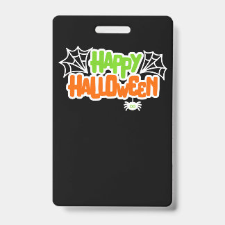 Happy Halloween Colourful Cute Spider Web Badge