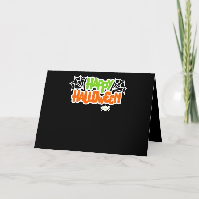 Happy Halloween Colourful Cute Spider Web Card (Front)