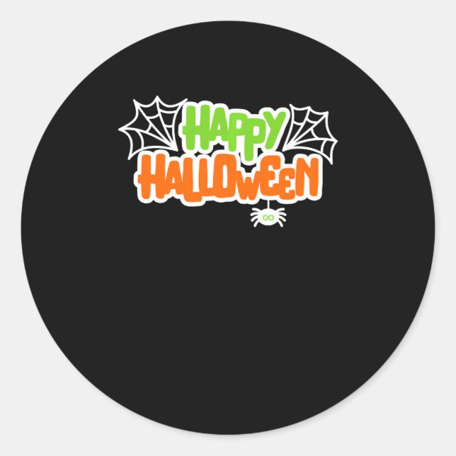 Happy Halloween Colourful Cute Spider Web Classic Round Sticker (Front)