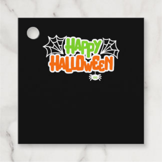 Happy Halloween Colourful Cute Spider Web Favour Tags