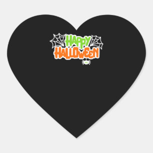 Happy Halloween Colourful Cute Spider Web Heart Sticker