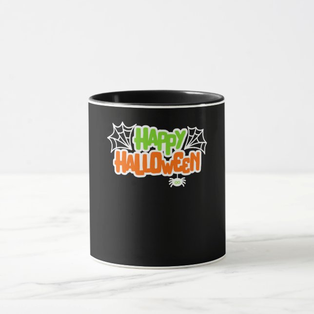 Happy Halloween Colourful Cute Spider Web Mug (Center)