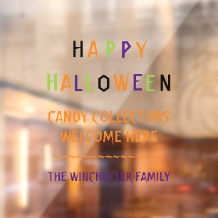 Happy Halloween colourful fun spooky custom text Window Cling