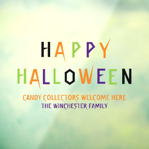 Happy Halloween colourful funny spooky custom Text Window Cling
