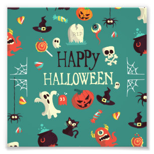 Happy Halloween Colourful Pattern Photo Print