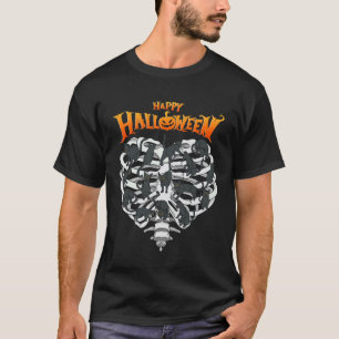 Happy Halloween Cool Black Cats Humour Skeleton T-Shirt