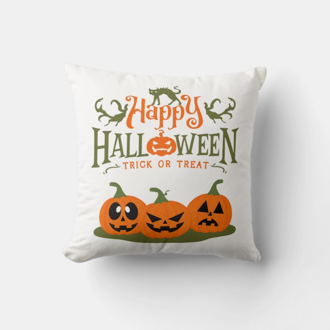 Happy Halloween - Cool Halloween Throw Pillow (Front)