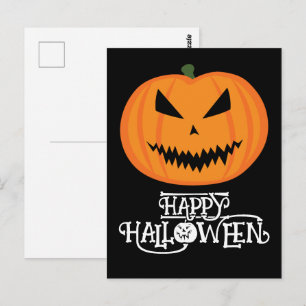 Happy Halloween Cool scary Jack O'Lantern pumpkin Postcard